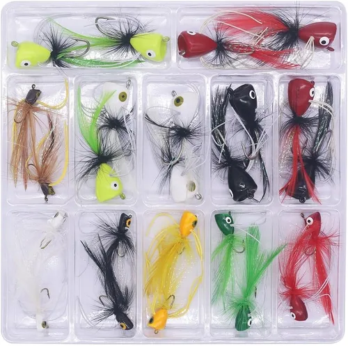 Vista 8 de Popper-Flies-para-Mosca-Pesca-Topwater-Bass-Panfish-Bluegill Poppers Moscas Bugs Señuelos