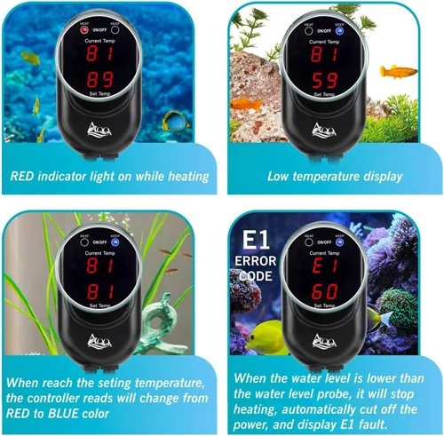 Vista 4 de AQQA Calentador de tanque de peces de 100 W para 25-35 galones, calentador sumergible de vidrio de cuarzo para acuario, calentador de peces betta
