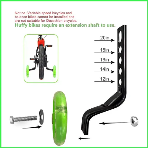Vista 4 de Ruedas de entrenamiento para bicicleta, rueda de silencio flash compatible con bicicletas de 12 a 20 pulgadas, 1 par