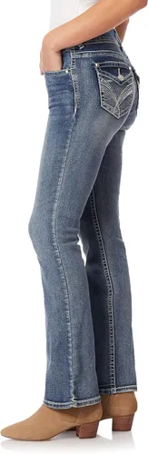 Vista 3 de WallFlower Women's Luscious Curvy Bootcut Mid-Rise Bling Insta Stretch Juniors Jeans (Standard and Plus)