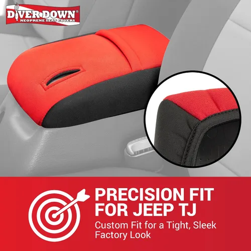 Vista 2 de Diver Down Funda de neopreno para consola central - Compatible con Jeep 1997-2006 TJ Wrangler - Funda para apoyabrazos acolchada - No quema el codo