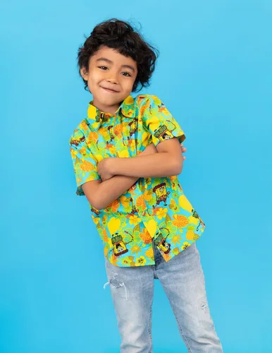 Vista 2 de Nickelodeon Bob Esponja Squarepants - Camisa hawaiana de manga corta con botones