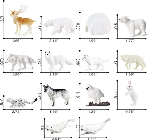 Vista 3 de SIENON Paquete de 26 figuras de animales polares, mini criaturas marinas árticas antárticas de plástico, pingüino, oso polar, morsa, búho nevado