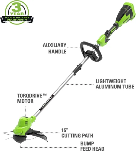 Vista 2 de Greenworks - Desbrozadora de 15 pulgada y 40 V Torqdrive, solo herramienta