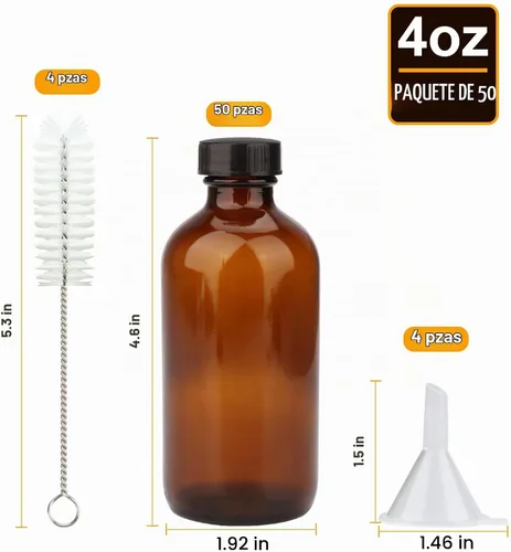 Vista 2 de Maredash Botellas de vidrio ámbar de 4 onzas, botellas de vidrio redondas