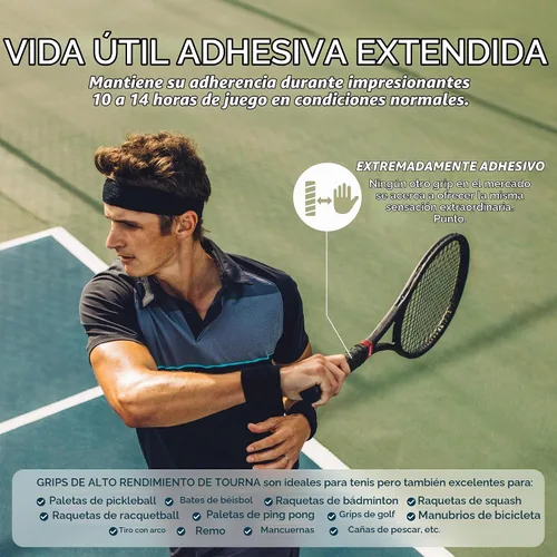 Vista 3 de Tourna Mega Tac Extra Tacky Overgrip - Paquete de 10 Negro
