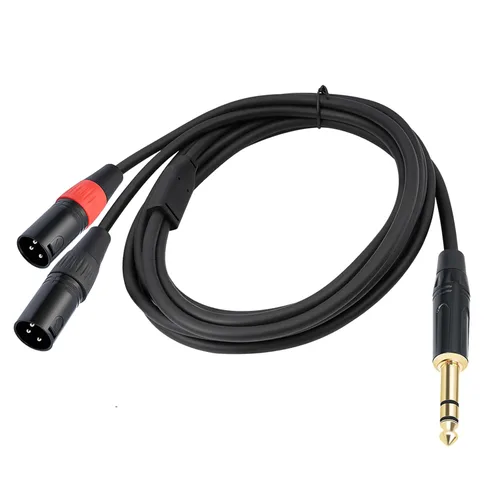 Vista 9 de 1/4 TRS a doble XLR macho Y-Splitter Cable de conexión estéreo de 1/4 pulgadas (0.250 in) a 2 XLR Cable de conexión de 3.3 pies