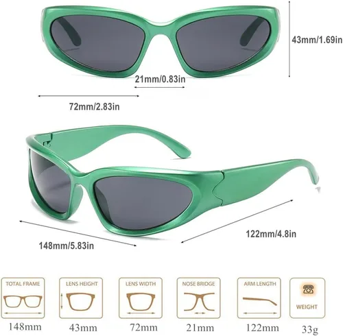 Vista 5 de BAWUYI Gafas de sol envolventes Y2K para hombres y mujeres, accesorios de los años 2000, gafas cibernéticas deportivas, gafas de motociclista