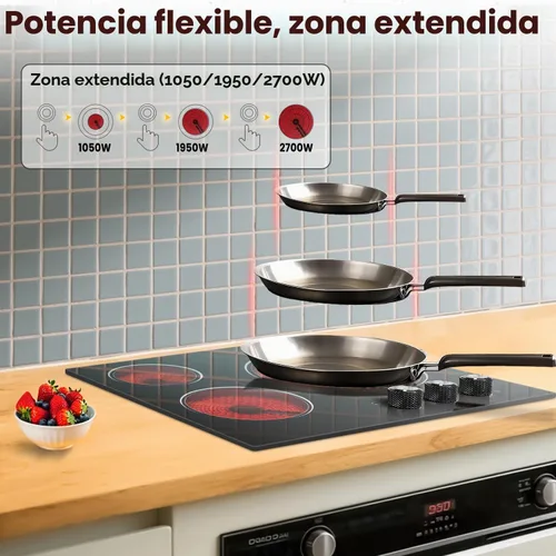 Vista 4 de Estufa eléctrica de 24 pulgadas - 5700 W 3 quemadores con perilla Conrol