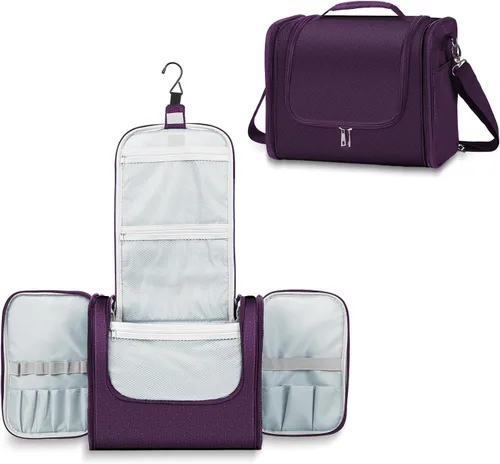 Vista 9 de Buruis - Neceser grande para hombres y mujeres, bolsa de viaje colgante para maquillaje, cosméticos, afeitado, artículos de tocador, kit Dopp