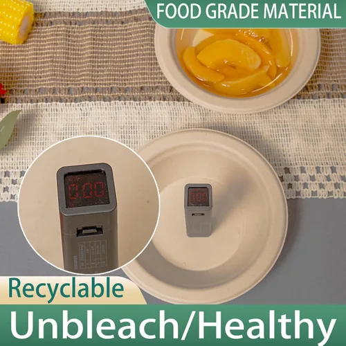 Vista 3 de Cuencos de papel compostables de 12 oz 200 unidades Paquete a granel resistente ecológico Desechables biodegradables hechos de fibras de caña
