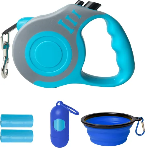 Vista 33 de Correa retráctil para perros pequeños y medianos, automática, telescópica, cinta para mascotas de 10/16 pies, duradera y práctica, con asa A1- rosa