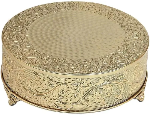 Vista 6 de Efavormart - Soporte redondo de metal en relieve dorado de 14 pulgadas, para decoración de fiestas y cumpleaños