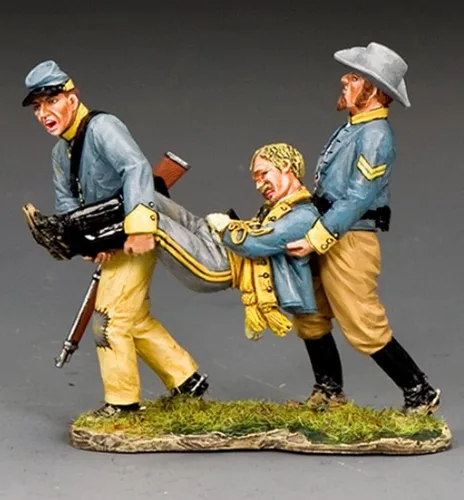 Vista 2 de King & Country Toy Soldiers Guerra Civil Americana CW113 Confederado Llevando Herido 1:30 Escala Peltre