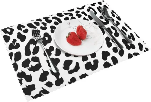Vista 14 de Rectangular Placemats Set of 4, Heat Resistant Big Leopard Printed Kitchen Dining Table Mats