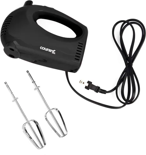 Vista 6 de Courant CHM-1550 Batidora de mano eléctrica con control de 5 velocidades 150 W con botón pulsador de expulsión de batidor cromado, negro