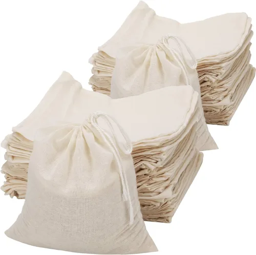 Vista 7 de Pangda 100 bolsas de muselina de algodón con cordón de 4 x 6 pulgadas, lona de muselina de lino, bolsa de regalo de joyería para fiestas