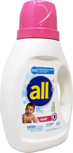 Vista 2 de All Detergente líquido para ropa, suave para bebé, 24 cargas, 30 onzas líquidas