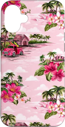 Vista 22 de Funda para iPhone 11 Tropical Hibiscus Island Palm Tree Rockabilly Surfer Beach