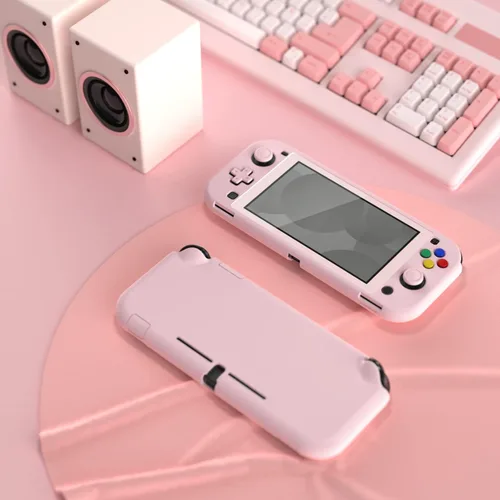 Vista 4 de eXtremeRate PlayVital Protective Grip Case for Nintendo Switch Lite, Cherry Blossoms Pink Hard Cover Protector for Nintendo Switch Lite - 1 x White