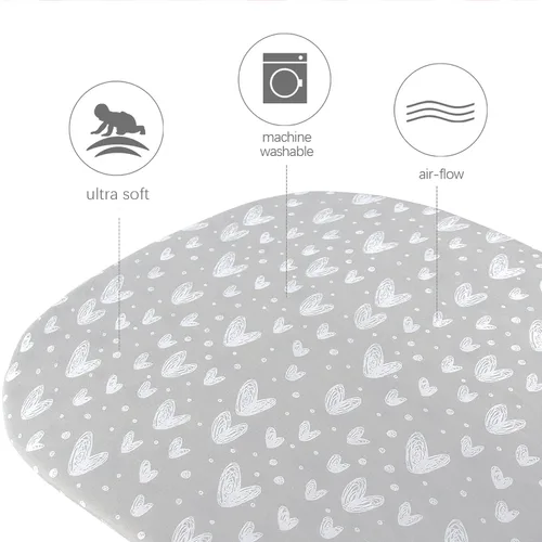 Vista 3 de Protector de colchón y sábanas de moisés impermeables para Maxi-COSI Iora/Swift ligero portátil, sábanas 100% algodón de punto jersey, paquete de 2