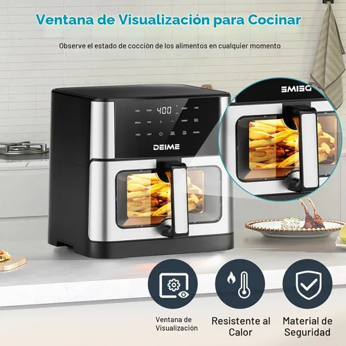 Vista 4 de Freidora de aire DEIME 10.2 QT sin aceite de 1700W de gran capacidad con horno freidoras de aire cocina saludable con 10 ajustes preestablecidos