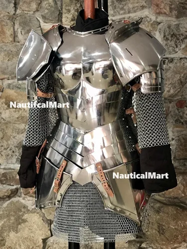 Vista 3 de Traje de mujer renacentista con armadura medieval LARP