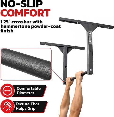Vista 7 de Stud Bar Barra de dominadas resistente para montaje en techo o pared, calidad de gimnasio, capacidad de 600 libras, tamaño estándar para techos de 9