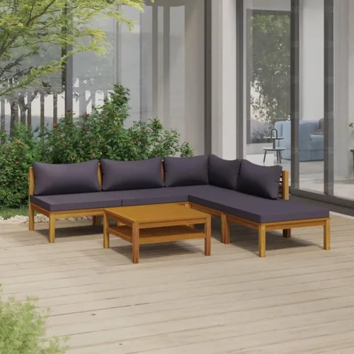 Vista 23 de Juego de 5 piezas para patio con cojín, juego de muebles de sofá, resistente a la intemperie, adecuado para uso en exteriores, requiere montaje Gris
