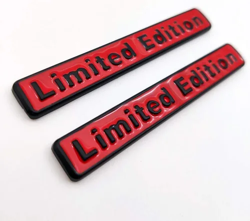 Vista 5 de 2 calcomanías de metal 3D de edición limitada con logotipo de alta calidad para guardabarros laterales de automóvil, calcomanías para maletero rojo