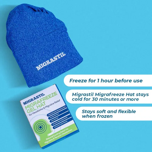 Vista 9 de Basic Vigor Migrastil Crema calmante para cuello y hombros y MigraFreeze Deluxe MigraFreeze - Sombrero de cabeza para migraña