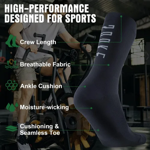 Vista 2 de Souke Sports Calcetines de ciclismo para hombres y mujeres, transpirables y acolchados que absorben la humedad, calcetines de compresión atléticos
