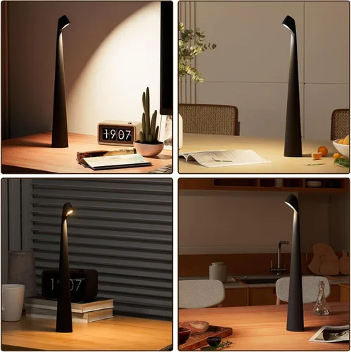 Vista 4 de HAPYGI Lámpara de mesa recargable inalámbrica de metal, brillo de 3 niveles