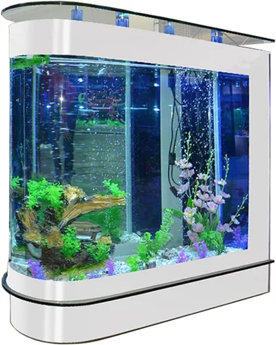 Vista 9 de Kit de Acuario Vertical de Lujo Tanque de Peces Grande 124Gal Acuario de Vidrio Grande Glsaa Bar Mesa blanco 2