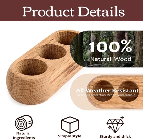 Vista 2 de RoseFlower Soporte organizador de madera para exhibición de aceites esenciales – 3 ranuras de madera de roble rojo – Capacidad para hasta 3 botellas