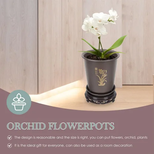 Vista 4 de 2 Sets Orchid Flower Pots with Bases, ABS Plastic Planters