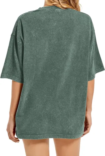 Vista 4 de BINTEHGS Camisetas vintage de gran tamaño para mujer, camisa holgada de estilo urbano, estilo novio, camiseta de entrenamiento, casual, de manga