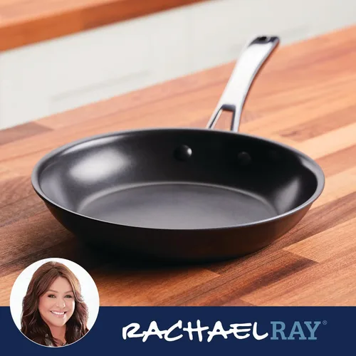 Vista 8 de Rachael Ray Cook + Create Sartén para Freír Anodizada Dura Antiadherente, 10 Pulgadas - Negro