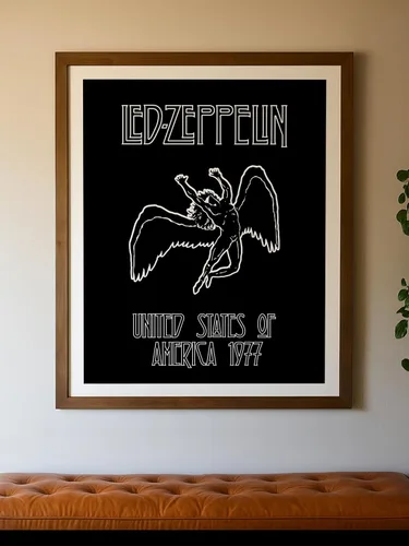 Vista 6 de AMERICAN LUXURY GIFTS Póster de pared vintage de ángel de rock, diseño retro inspirado en la música de los años 70, impresión estética en blanco