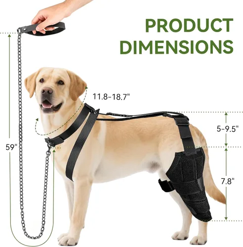 Vista 2 de Rodillera de perro para pierna trasera, soporte ajustable para piernas de perro para desgarro de ACL, soporte de pierna trasera, estabilidad