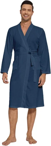 Vista 3 de Etertoyle Bata de baño de punto gofre para mujer, suave, unisex, ligera, absorbente y de secado rápido, bata de ducha para hombres