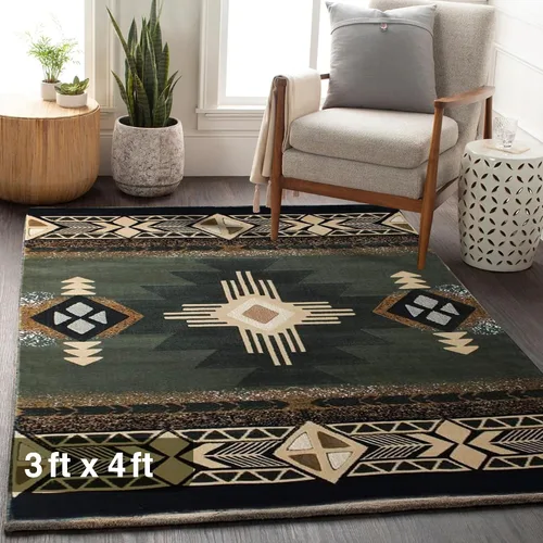 Vista 5 de YHSF South West - alfombra estilo nativo americano del suroeste C318 - fácil de limpiar, gruesa, suave, duradera, alfombra inspirada en tribus