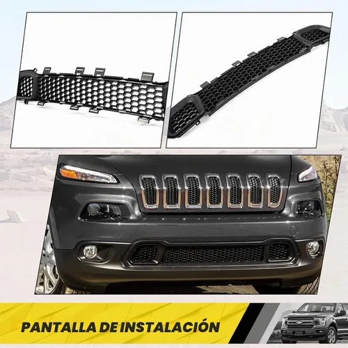 Vista 3 de KUAFU - Parrilla compatible con parachoques Jeep Cherokee 68203216AA