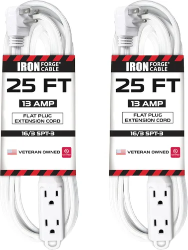Vista 9 de IRON FORGE CABLE Cable de extensión de enchufe plano con 3 tomas, 0.91 m (3 pies) en color negro - Cable de extensión para interior con 3 tomas