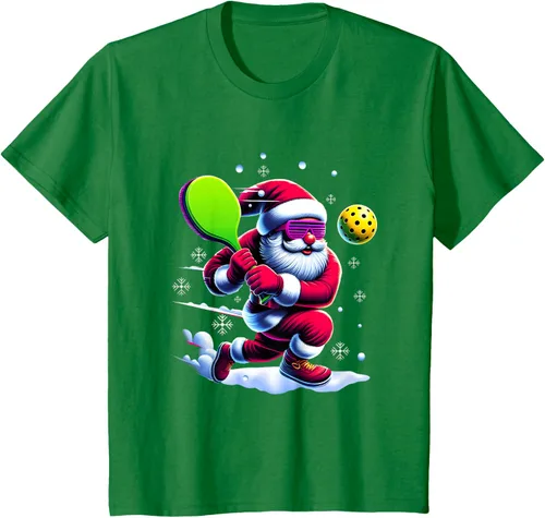 Vista 40 de Pickle Ball Navidad Santa Deporte Jugador Padel Raqueta Snow Camiseta Negro