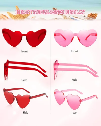 Vista 3 de Salfboy Gafas de sol de corazón para mujer, color caramelo, gafas de sol de despedida de soltera regalos de fiesta