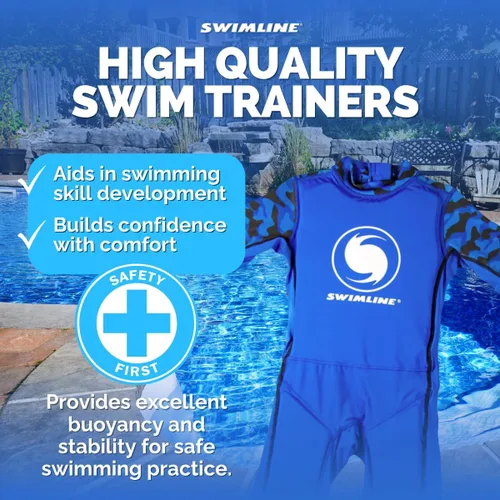 Vista 2 de Swimline Traje de entrenamiento de natación flotante de licra, azul para niños, talla S