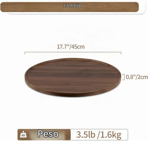 Vista 4 de Hanobe Bandeja otomana grande para servir: bandejas redondas de madera de 18 pulgadas, bandeja decorativa contemporánea para mesa de café, plato