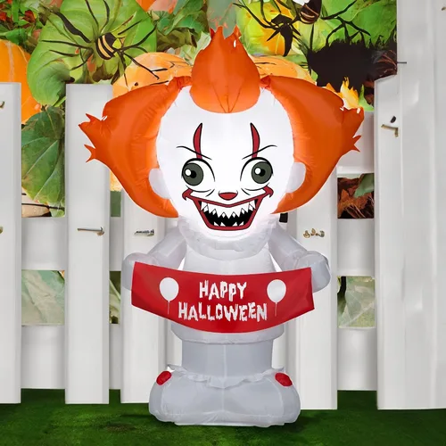 Vista 2 de Gemmy Airblown estilizado Pennywise Warner Brothers, 4 pies de alto, multicolor