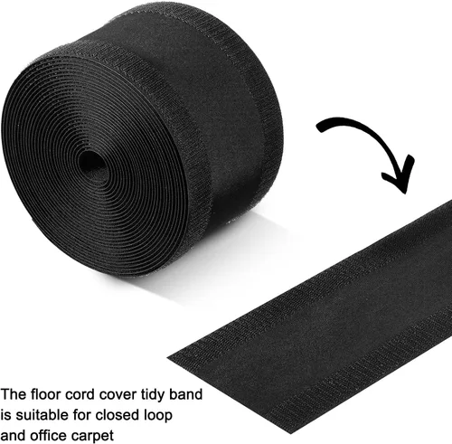 Vista 4 de Syhood Protector de cable de piso, 2.8 pulgadas x 30 pies, color negro